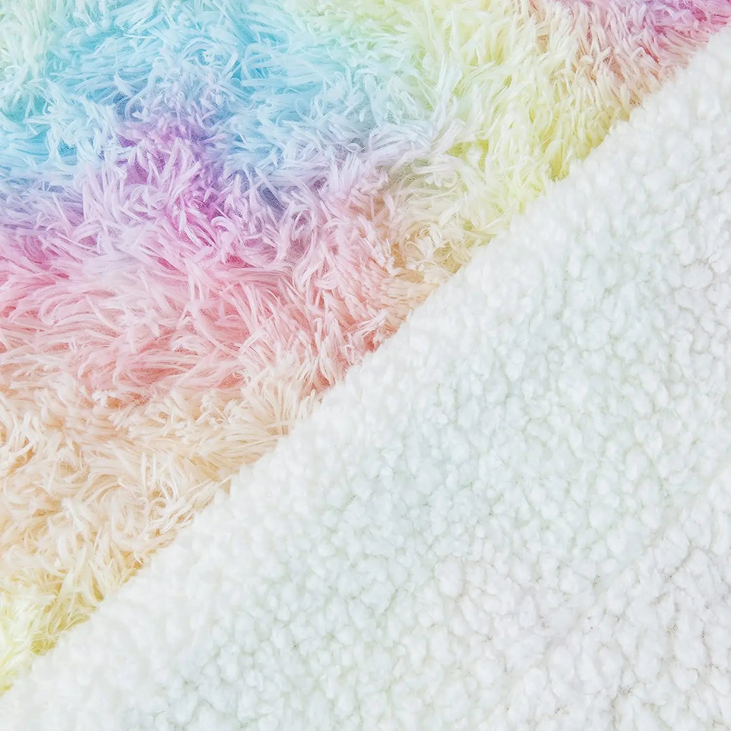 Soft Fuzzy Rainbow Blanket For Kids
