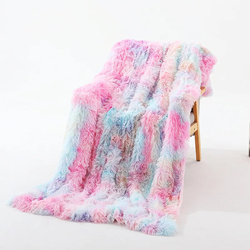 Super Soft Plush Blanket Rainbow Coral Fleece Blankets
