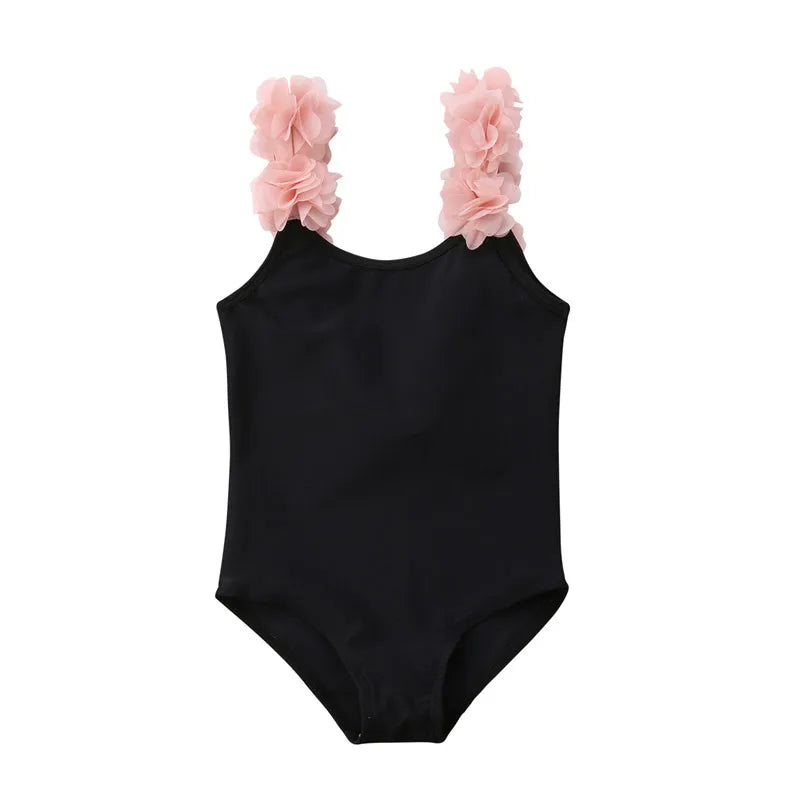 Black 2-7 Years Girls Flower Swimmers