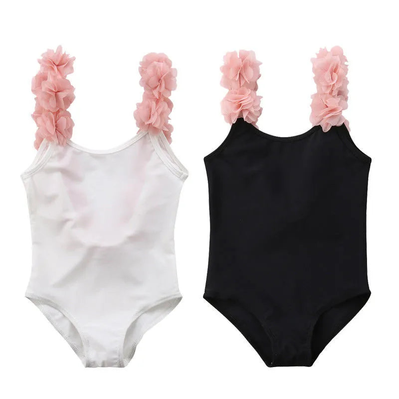 White 2-7 Years Girls Flower Swimmmers