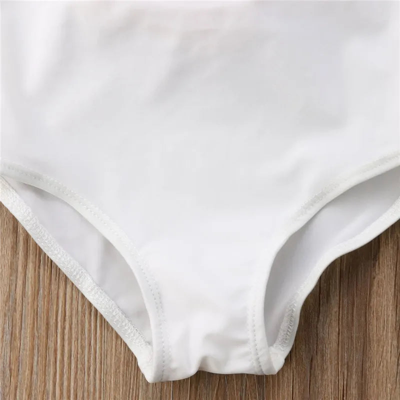 White 2-7 Years Girls Flower Swimmmers