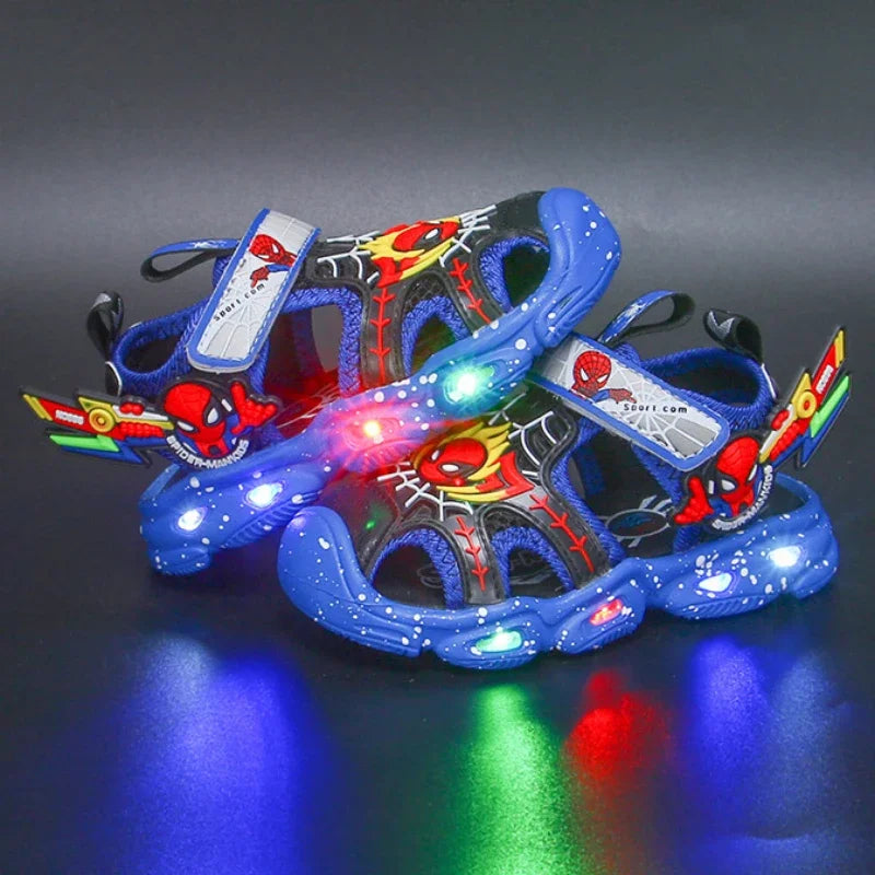 Blue Spiderman LED Sandals For Boys