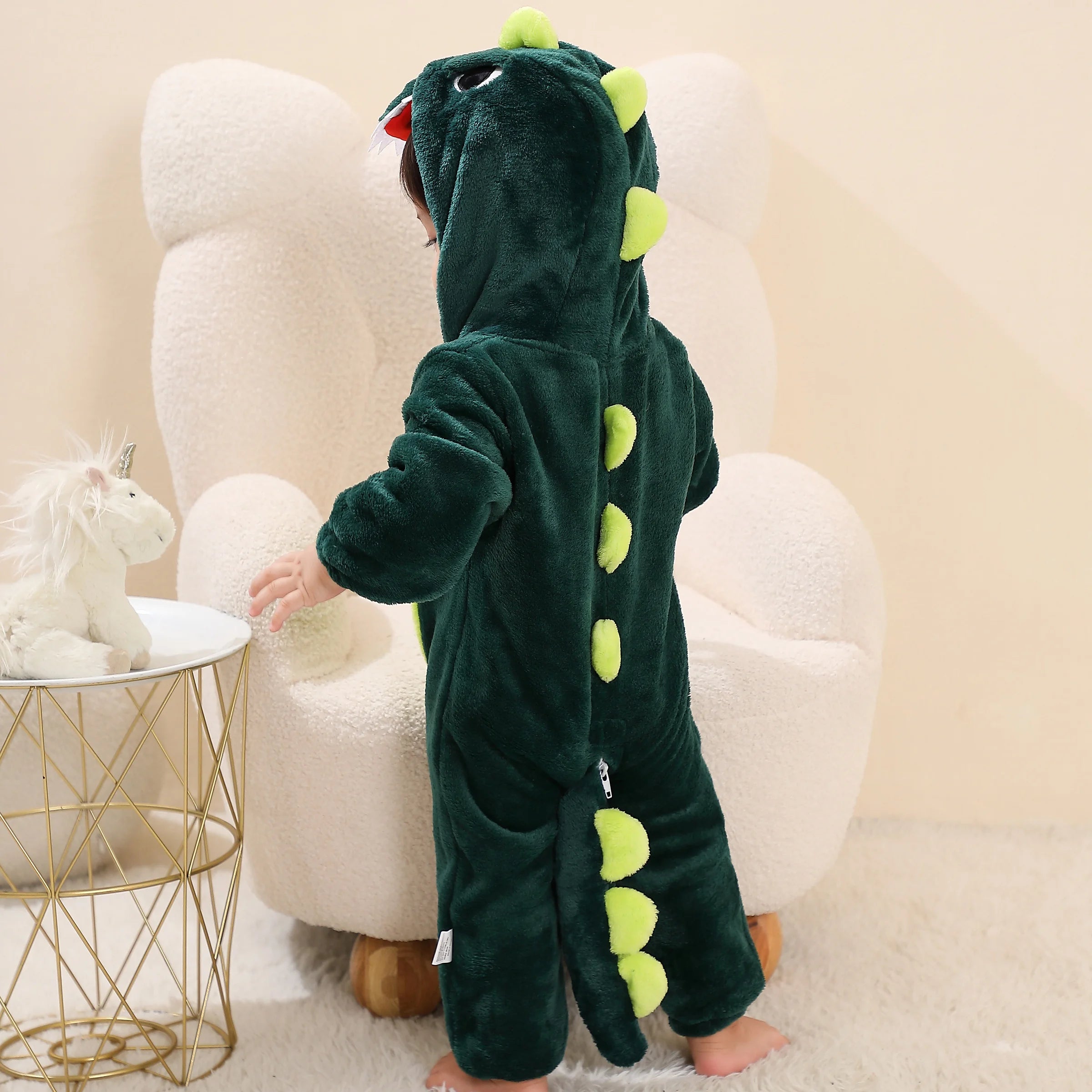 Kids Dark Green Dinosaur Unisex Onesie
