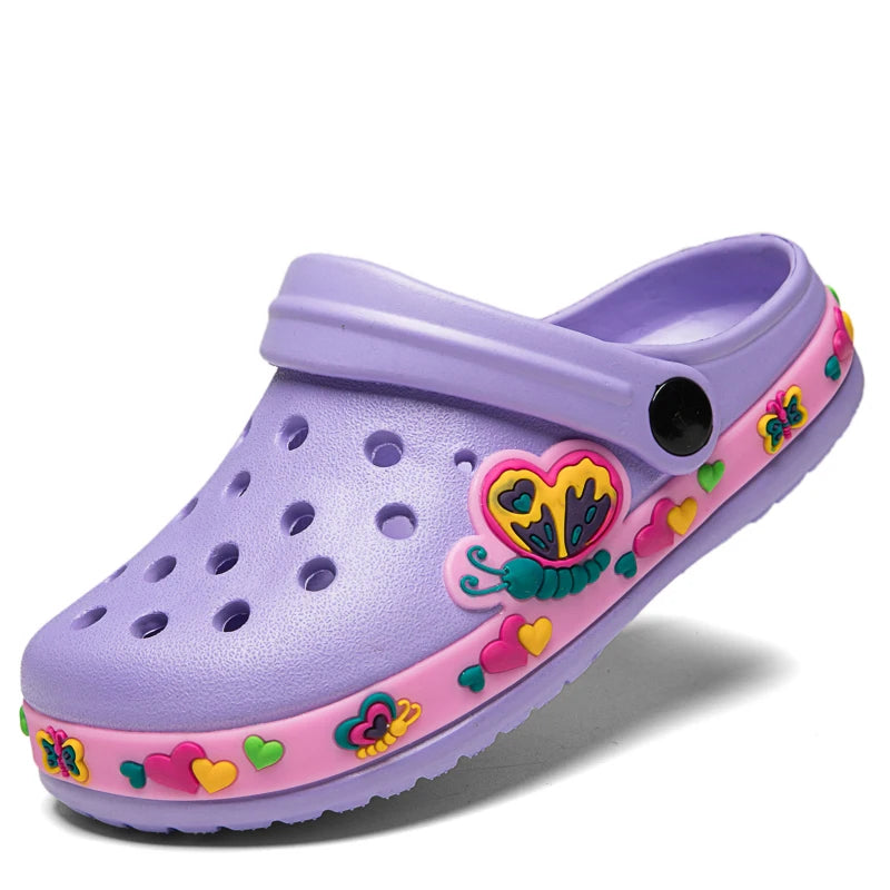 Purple Love hearts & Snail Print Crocs