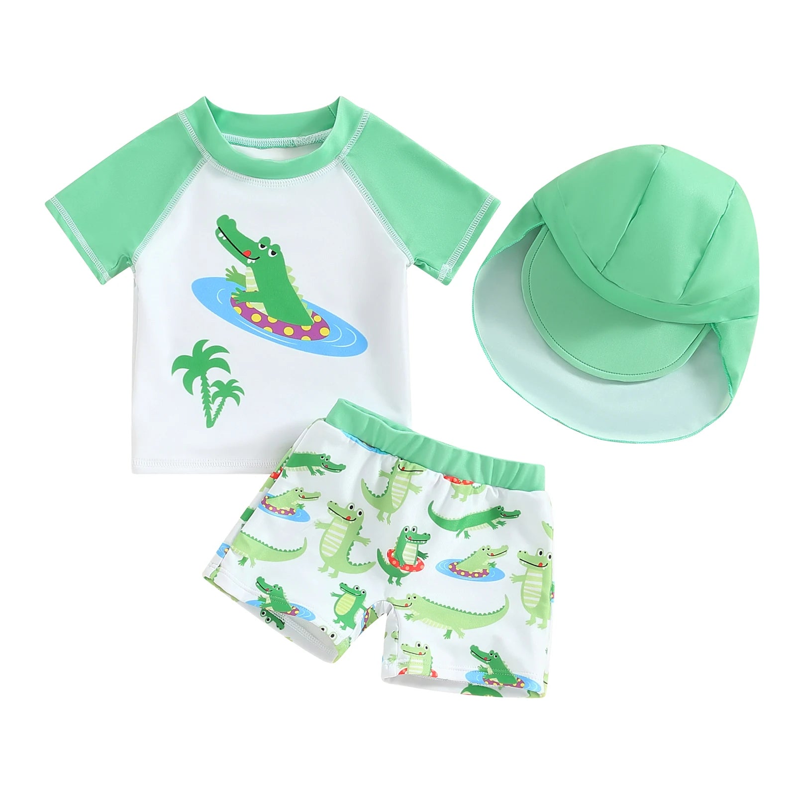 Baby Boys 3Pcs Crocodile Print Swimwear