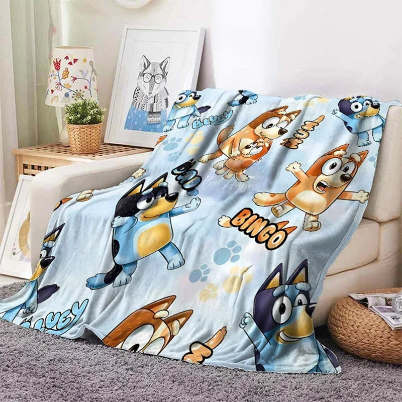 Blueys Plush Blanket with Bingo and Mum Print
