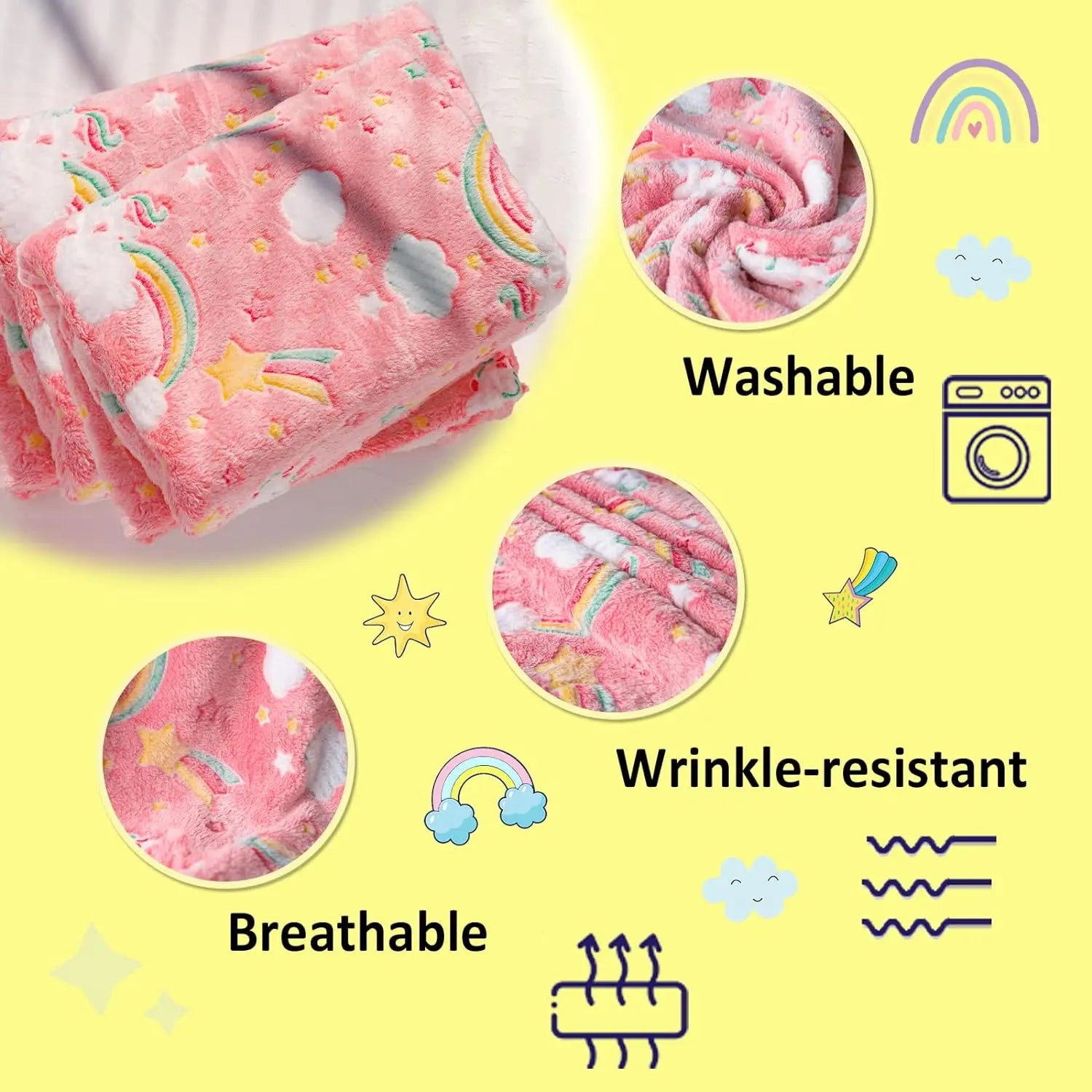 1pc Glow in The Dark Rainbow Throw Blanket,