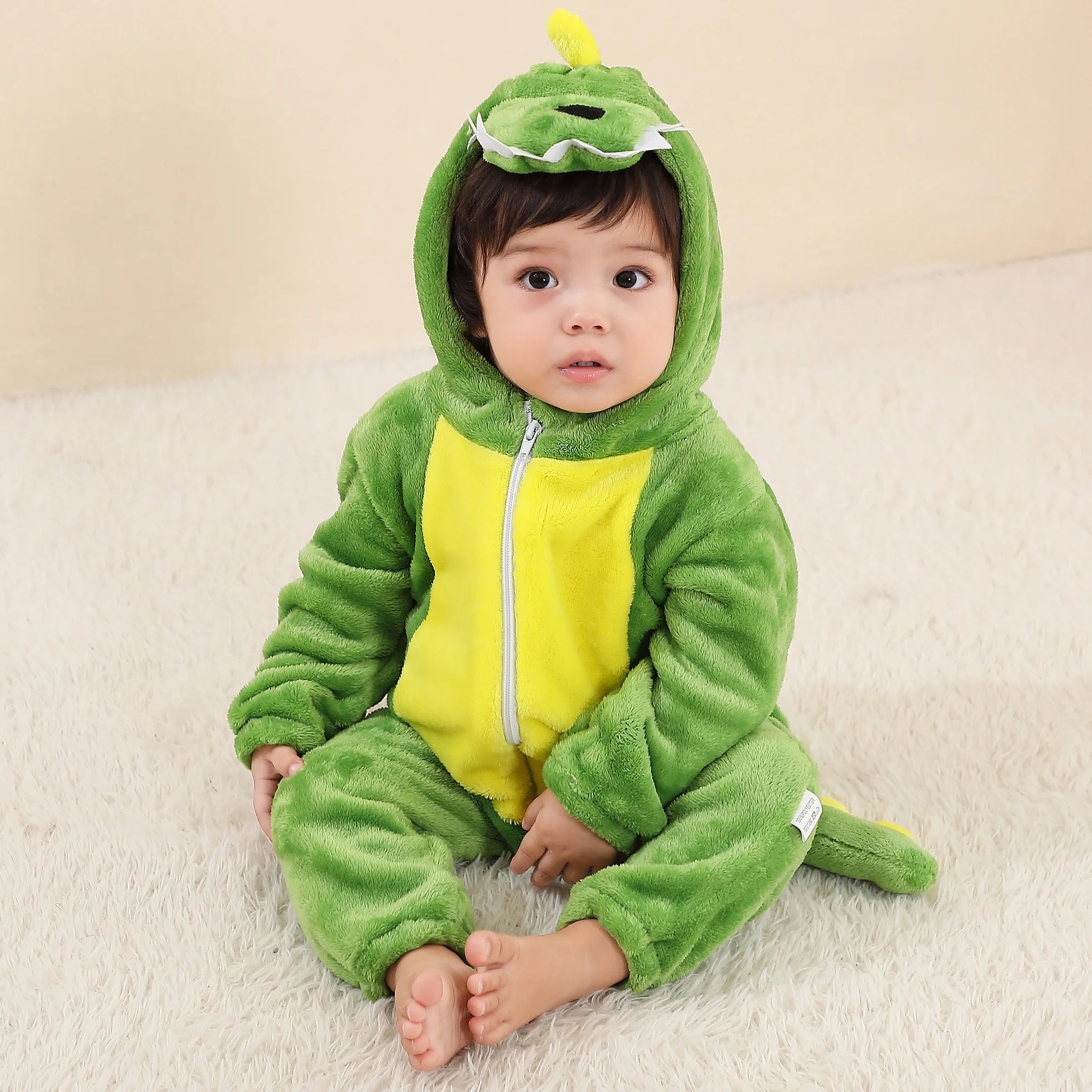 Kids Green and Yellow Dinosaur Unisex Onesie
