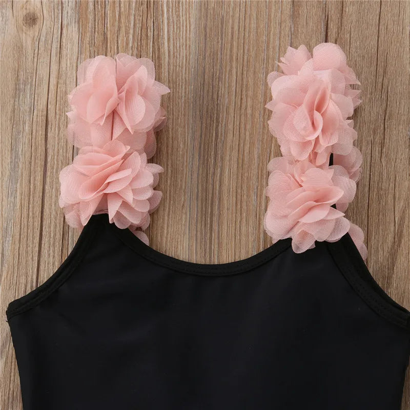 Black 2-7 Years Girls Flower Swimmers
