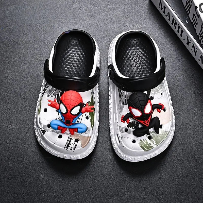 Kids Spiderman Charm Black & White Crocs