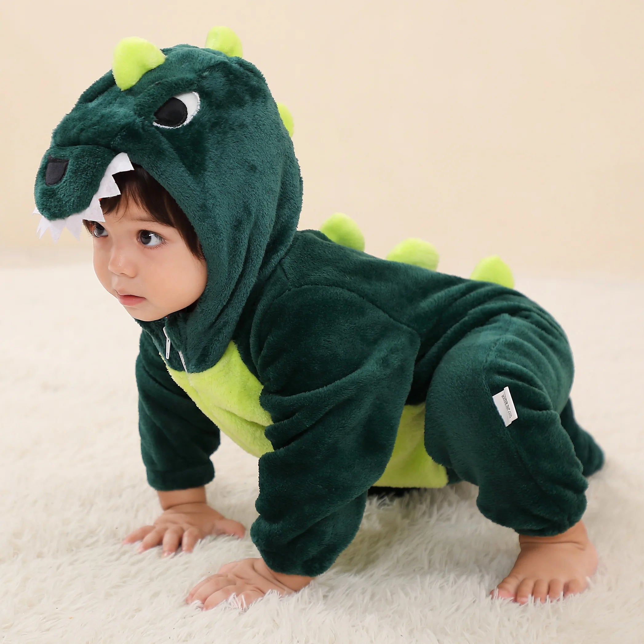 Kids Dark Green Dinosaur Unisex Onesie