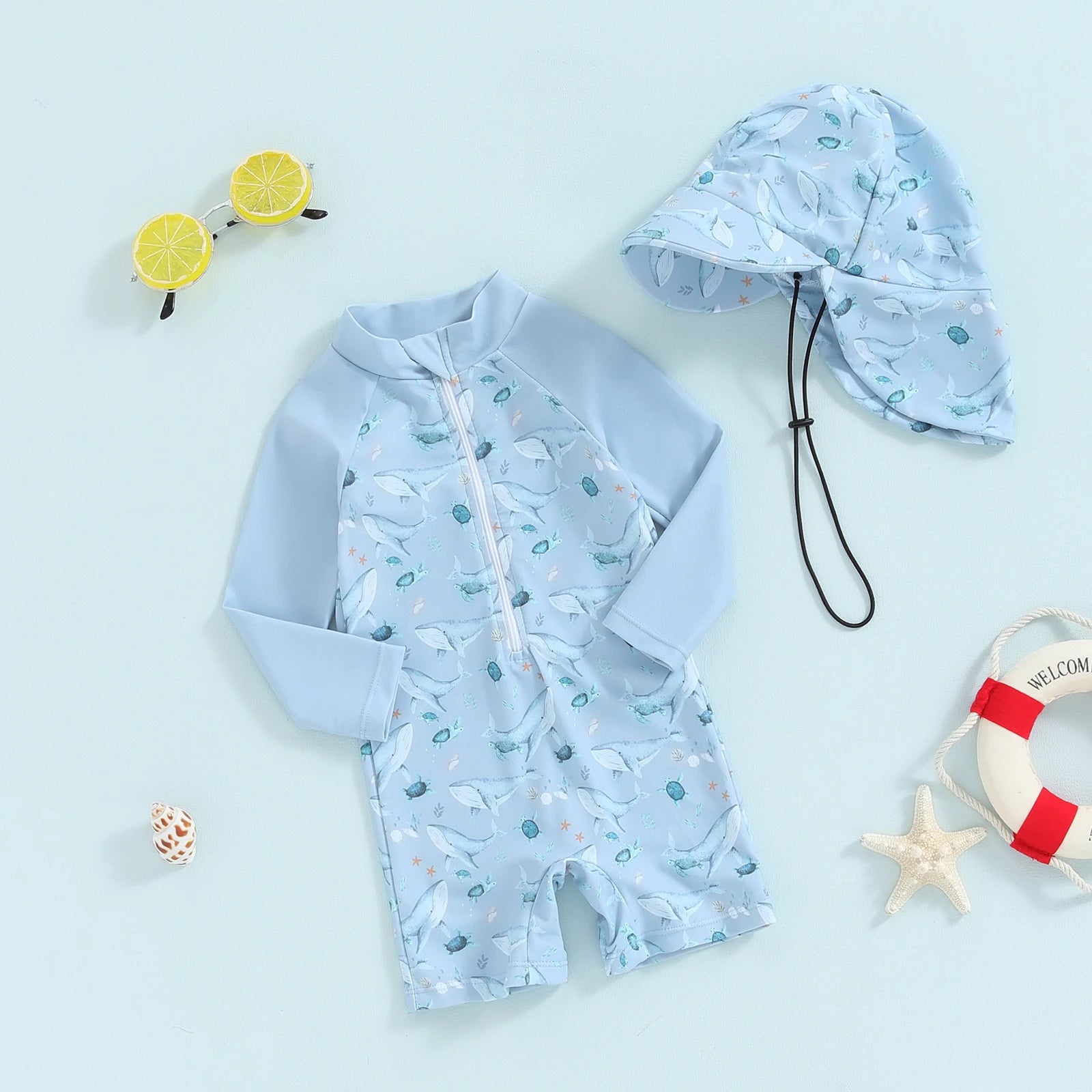 Baby Boy Whale Print Swimwear