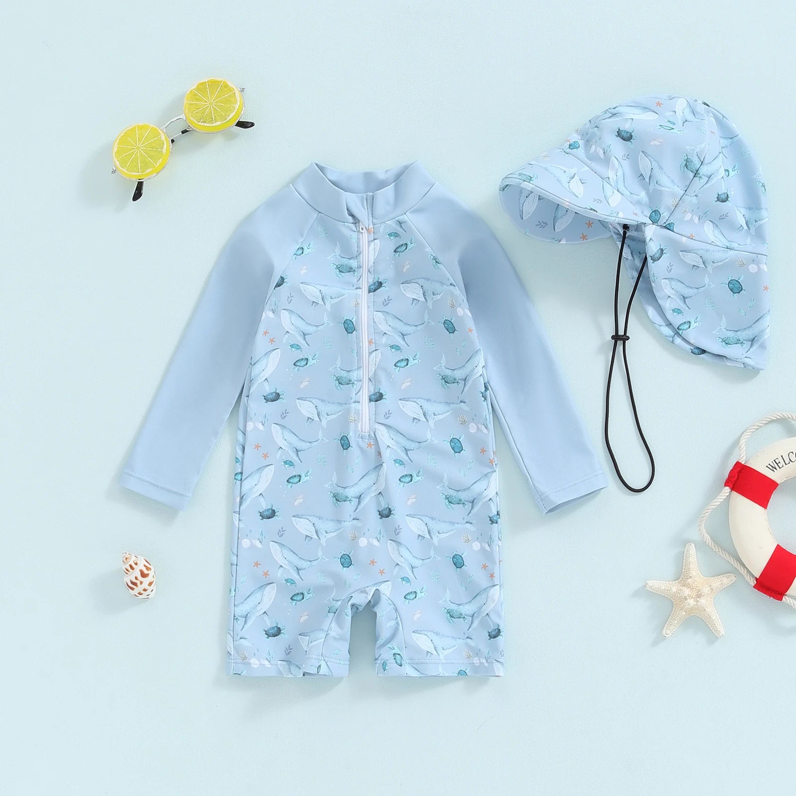 Baby Boy Whale Print Swimwear