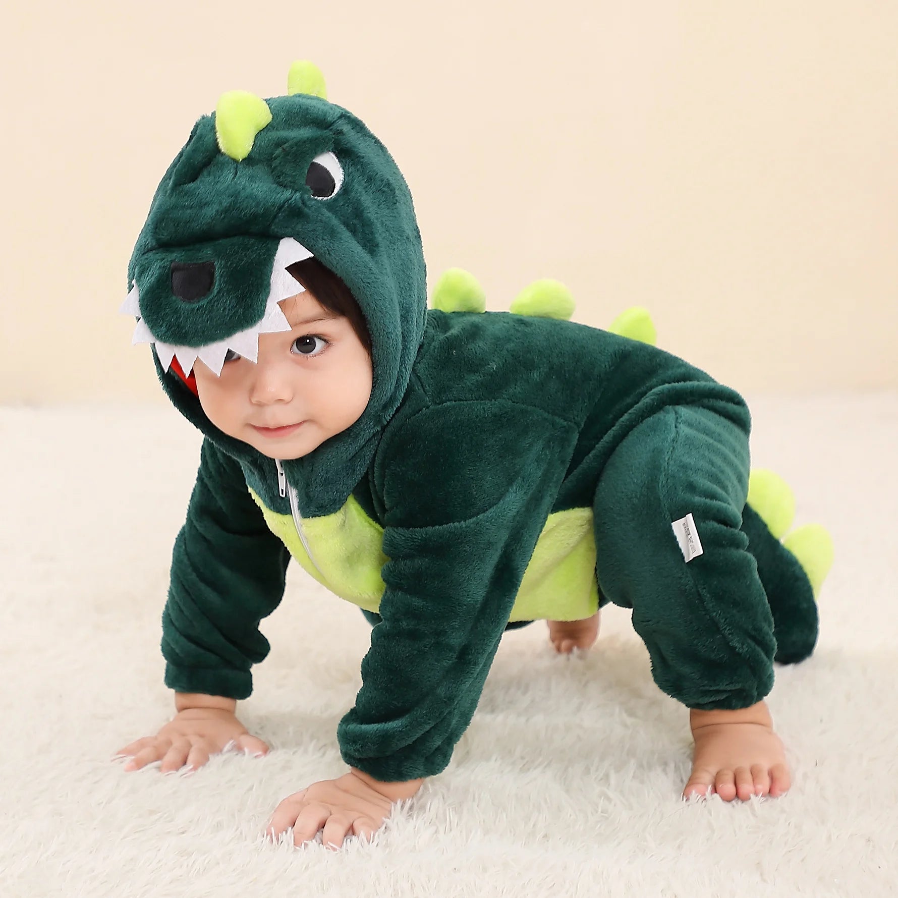 Kids Dark Green Dinosaur Unisex Onesie