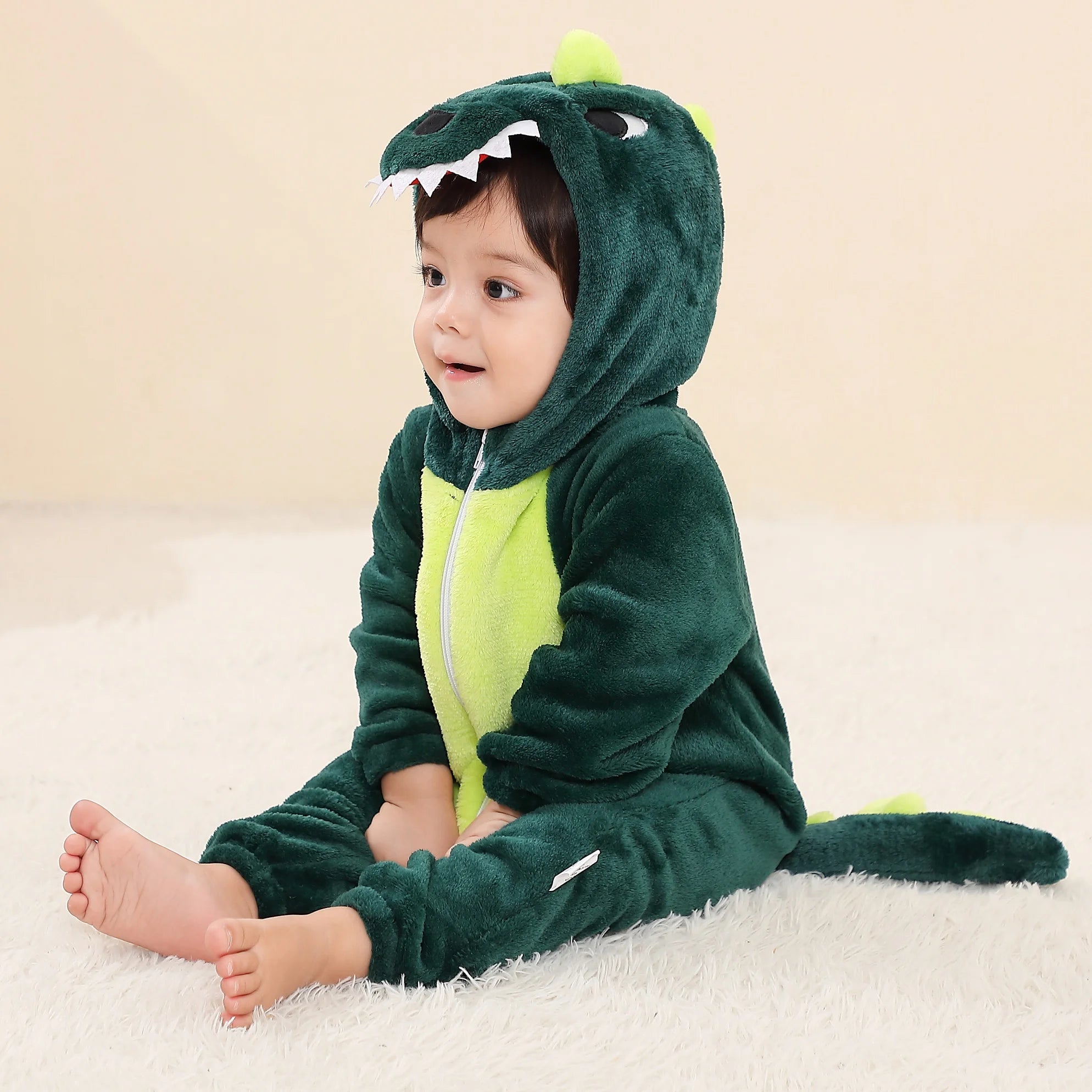 Kids Dark Green Dinosaur Unisex Onesie