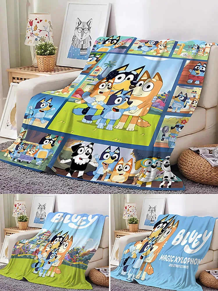 Bluey Anime Plush Blanket Blue Colour