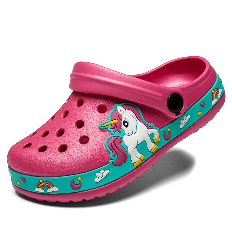 Rose Red Unicorn Print Crocs