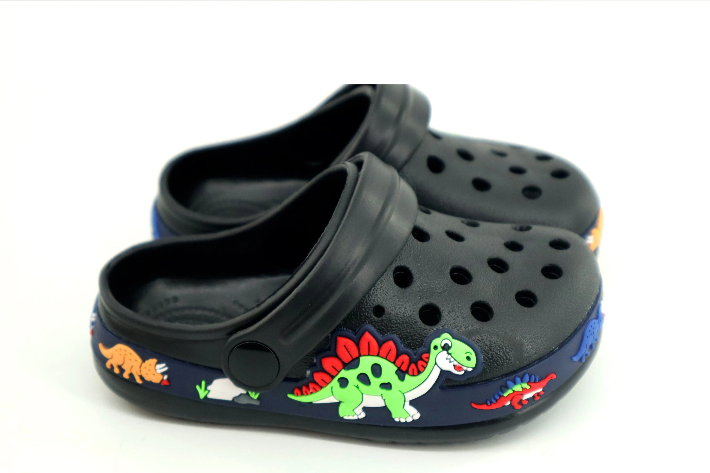 Black Dinosaur Print Crocs