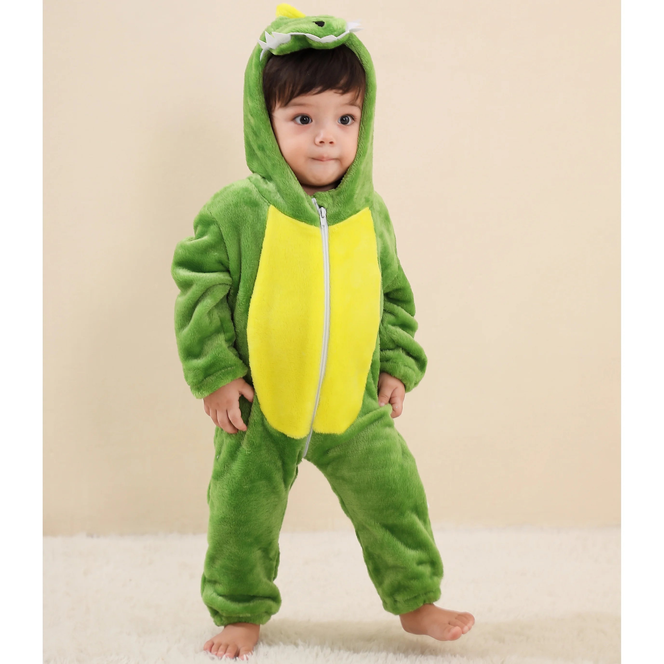Kids Green and Yellow Dinosaur Unisex Onesie