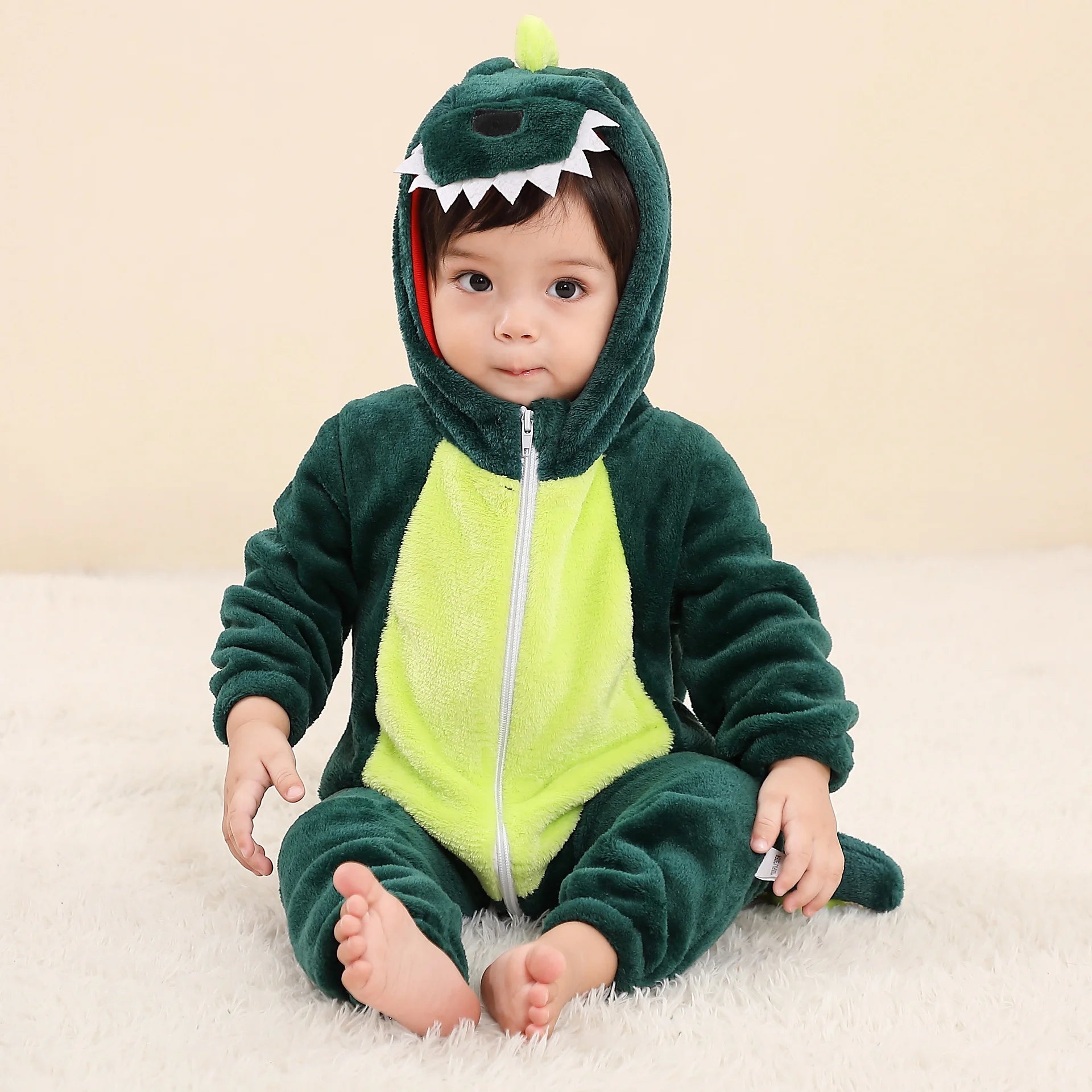 Kids Dark Green Dinosaur Unisex Onesie