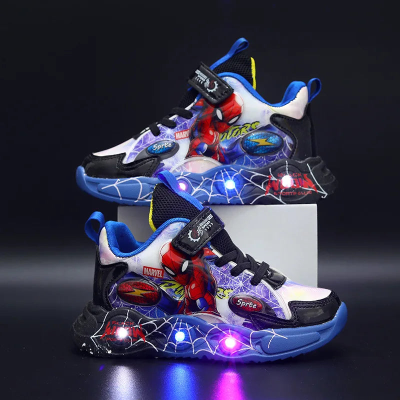Blue LED Spiderman Boys Sneakers
