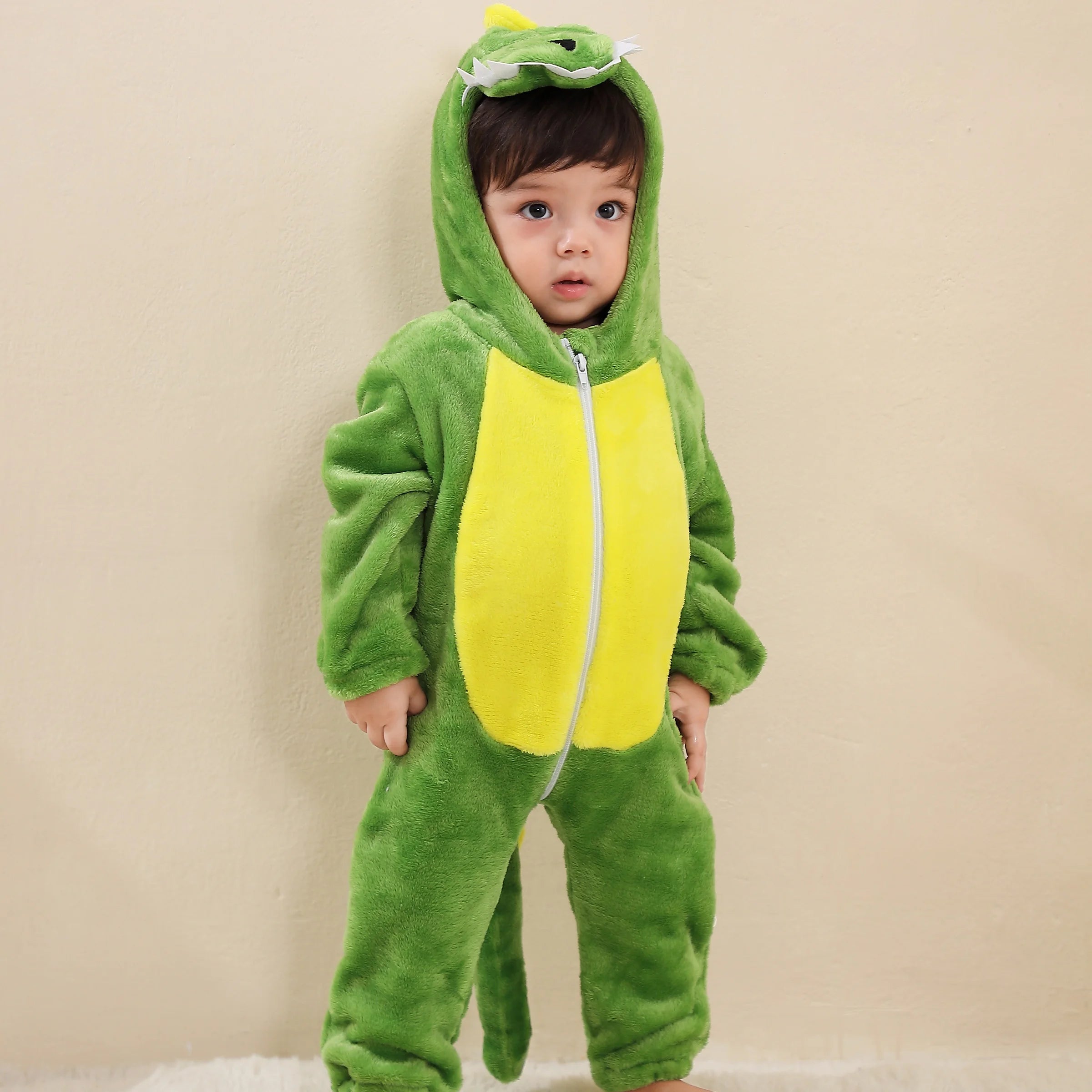 Kids Green and Yellow Dinosaur Unisex Onesie