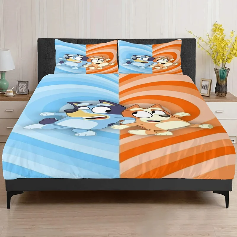 Bluey Orange and Blue Duvet Cover Set